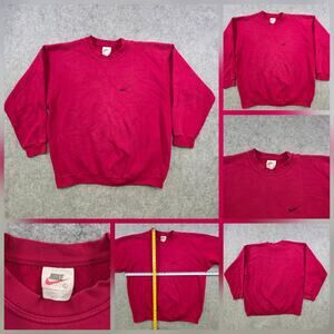 Vintage Nike Sweatshirt Mens Large Red Swoosh Fleece Crewneck Made USA 90s